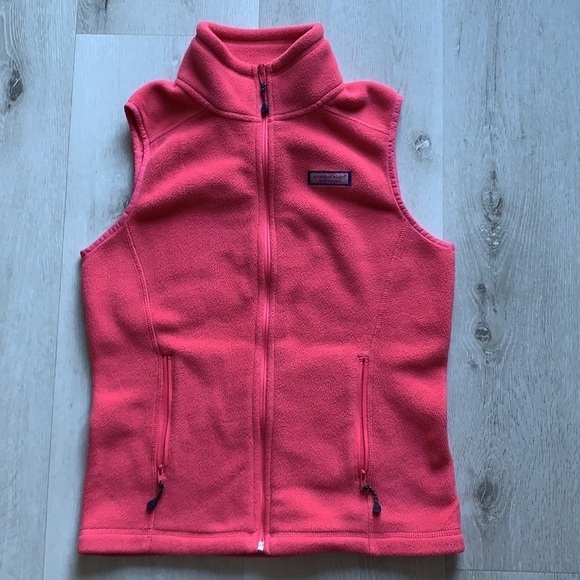 Vineyard Vines Pink Full Zip Fleece Vest Sz XXS - Picture 1 of 13
